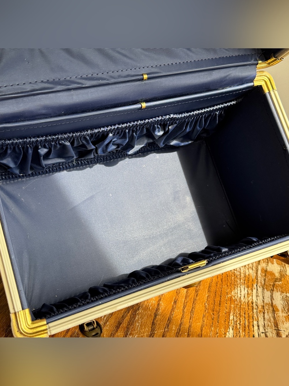 Vtg Samsonite Schwayder Train Luggage 4712 Makeup Travel Case Blue Marble 13x9x8 - Picture 10 of 14